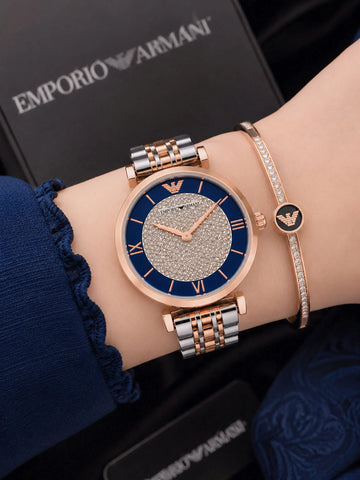 Emporio Armani two-tone quartz watch for women
