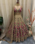 Embroidered faux georgette lehenga with sequins