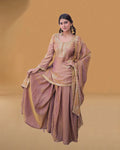 Fendi Crush embroidered sharara suit with round neck full sleeves kurti and cotton lining KA-1229