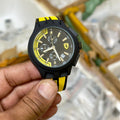 ferrari black yellow chronograph watch