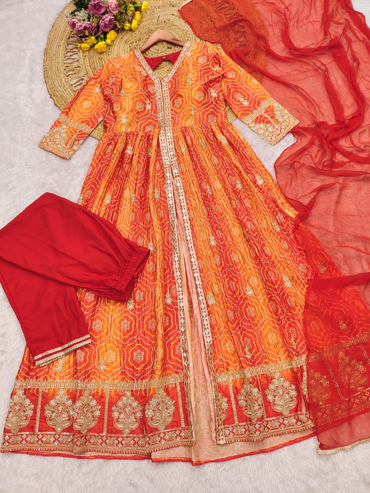 festive anarkali gown set