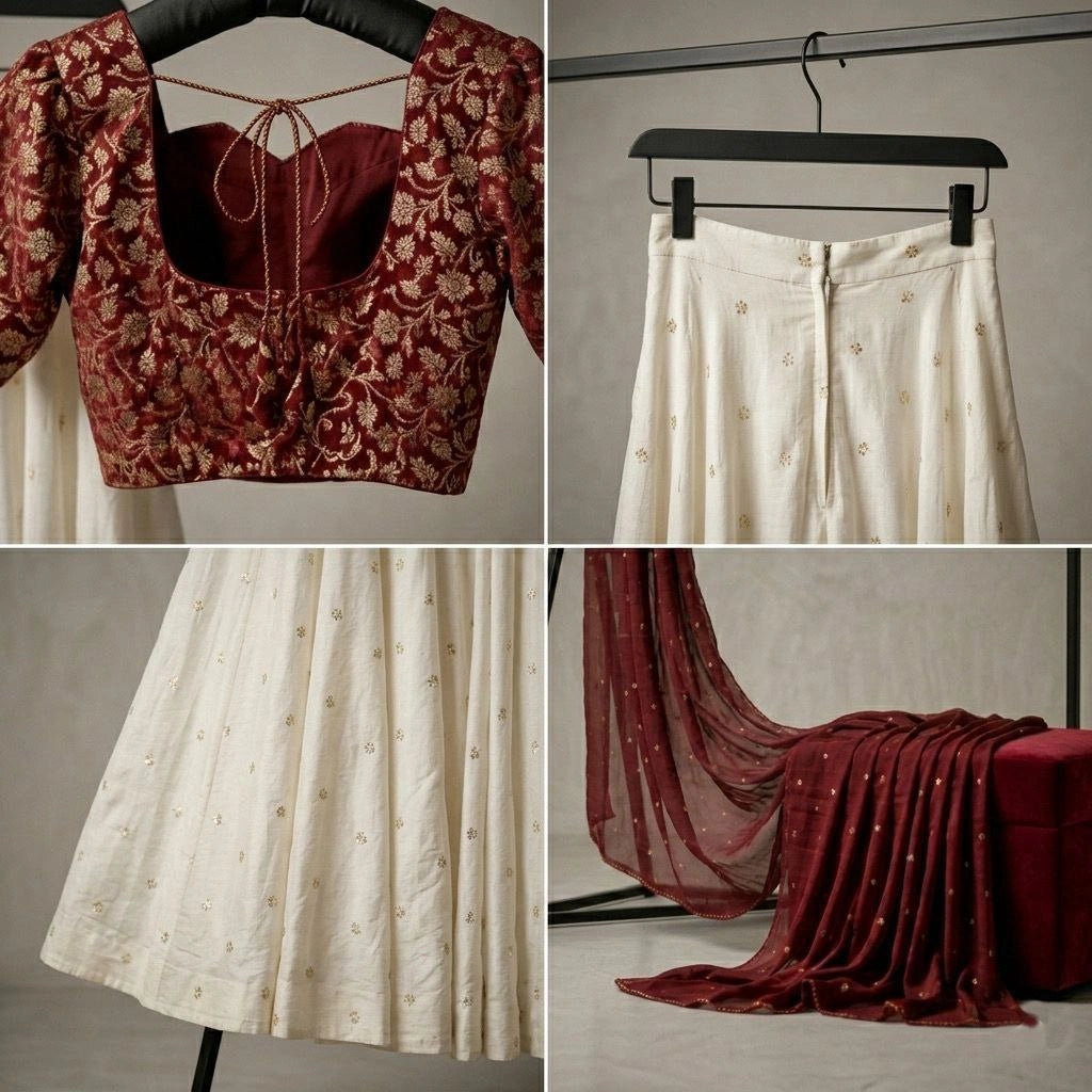 Elegant chinnon silk lehenga set India