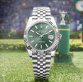 Mint green analog watch for formal wear
