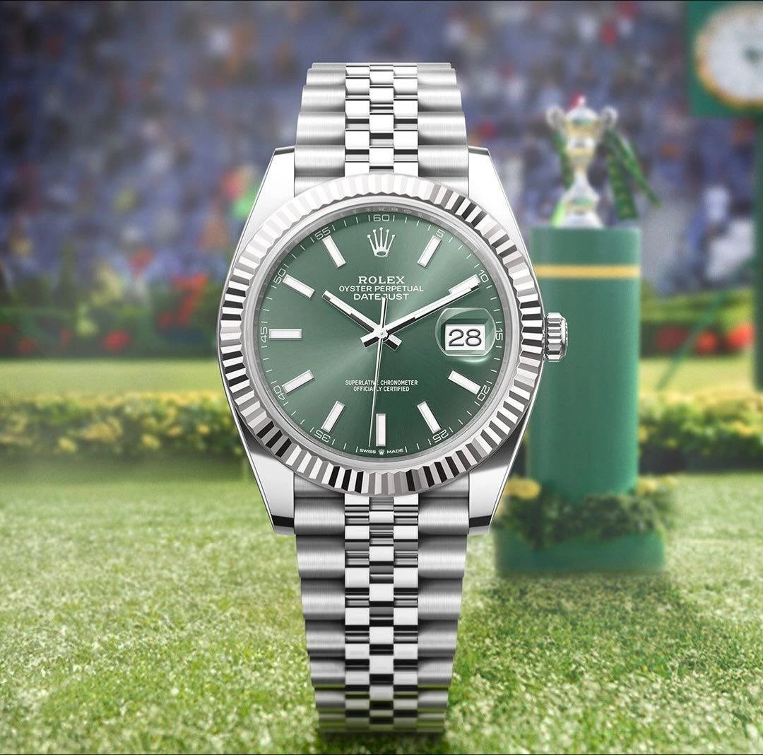 Mint green analog watch for formal wear
