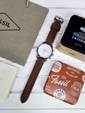 Fossil Commuter chronograph watch for men silver dial