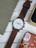 Silver dial Fossil Commuter watch front view
