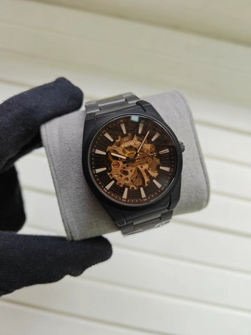 Fossil Everett open heart automatic watch for men black