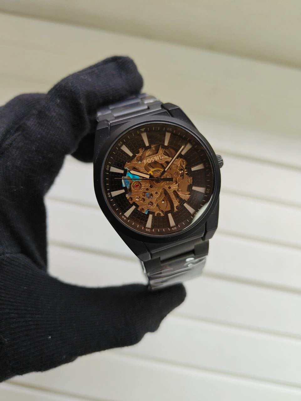 Automatic self winding watch for men black colour