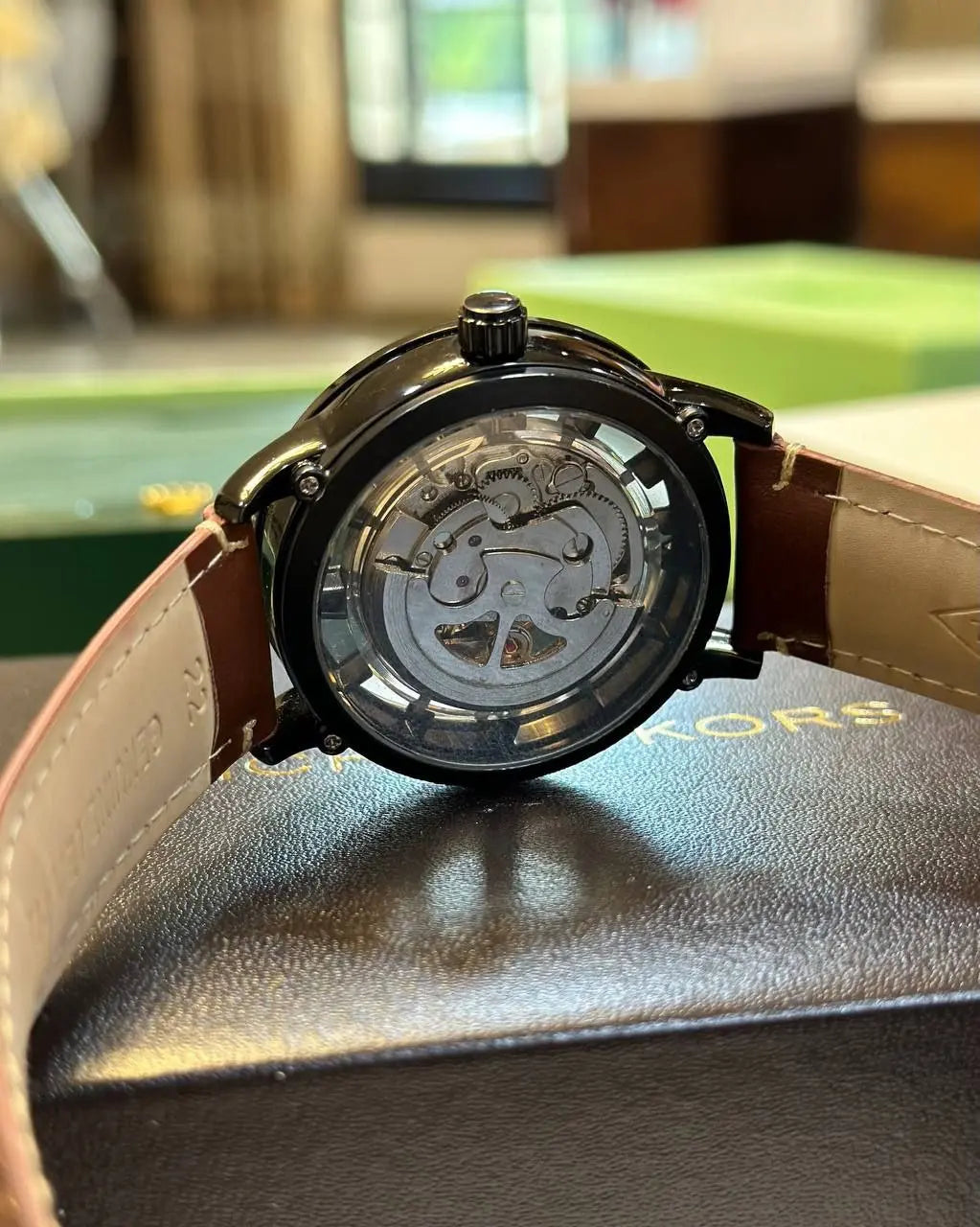 Fossil automatic watch showcasing intricate inner mechanics