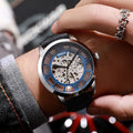 Luxury men's watch with brown leather strap and stainless steel case