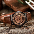 Close-up of Fossil ME3098 skeleton dial with gold-tone accents