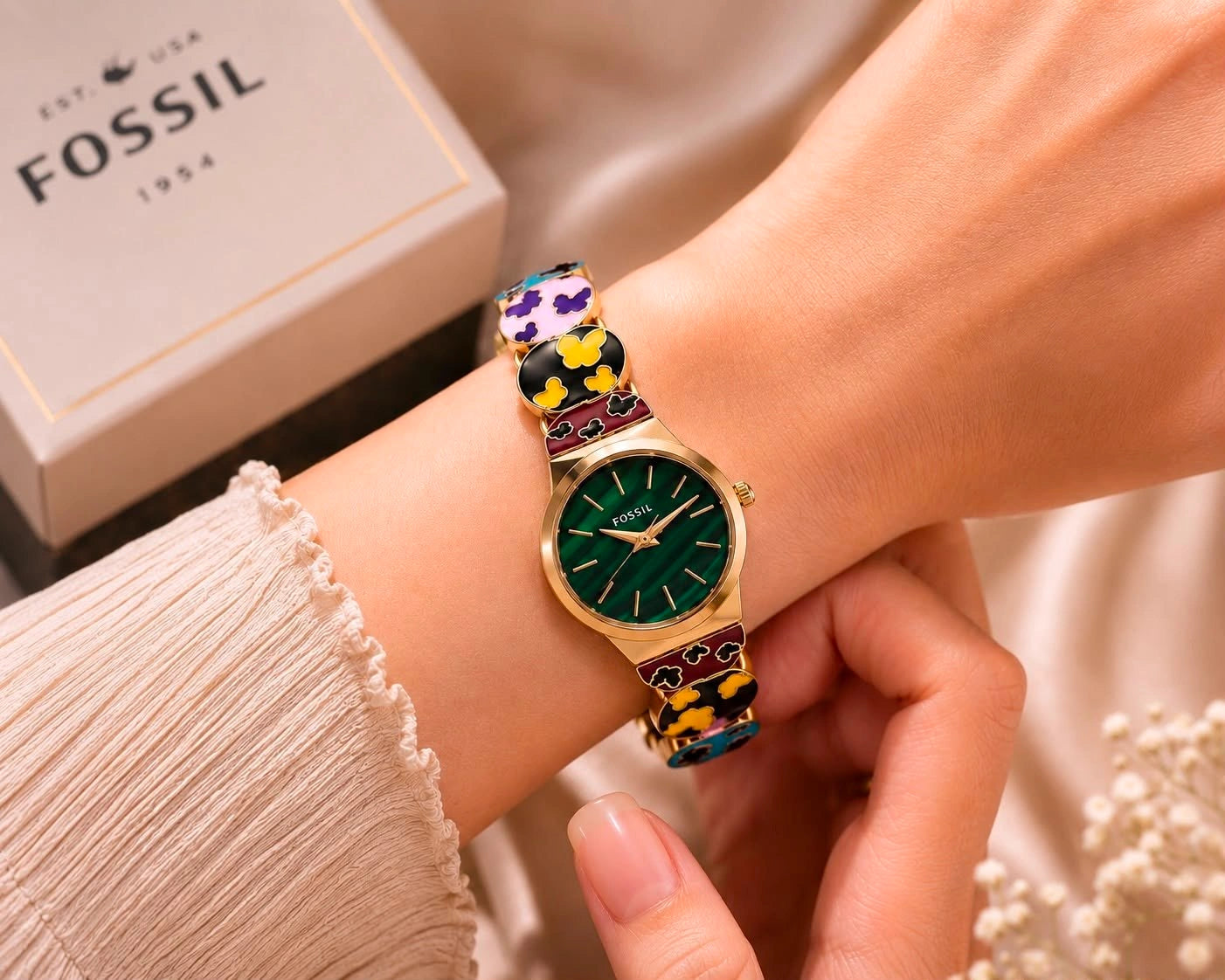Multicolor stainless steel bracelet women's watch