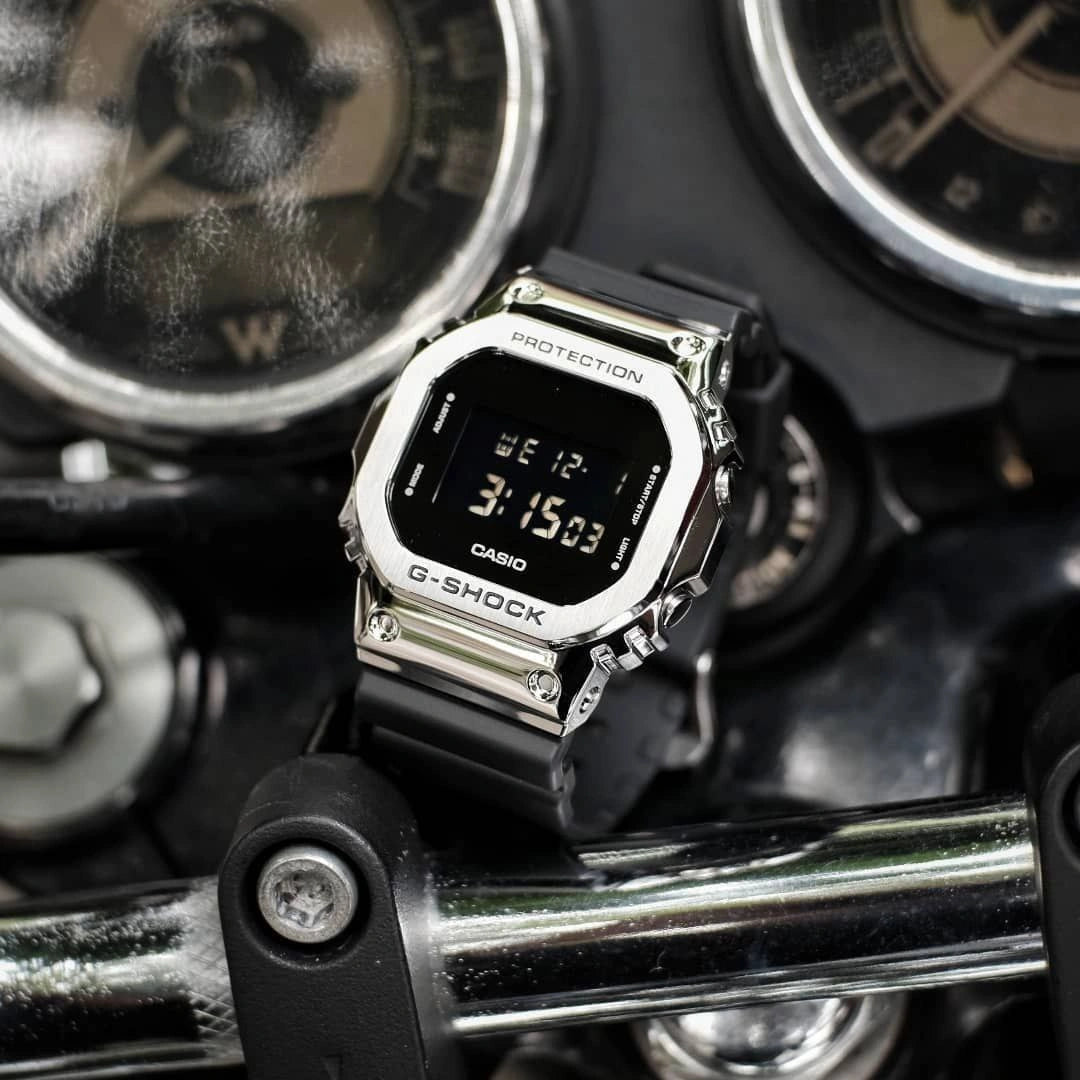 Black G-Shock digital watch with electro-luminescent backlight
