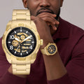 Gold automatic skeleton watch for men
