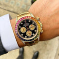 Gold metal strap chronograph watch
