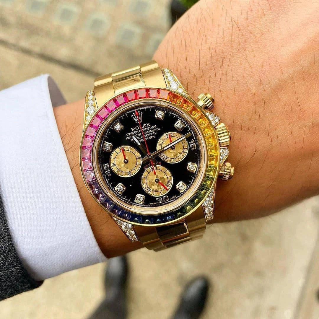 Gold metal strap chronograph watch
