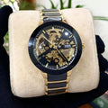 Gold skeleton automatic watch for men 42mm dial
