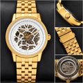 Automatic skeleton watch with textured decorative bezel