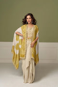 Gulkayra RUHI mustard yellow embroidered Chinon 3 piece ethnic set with dupatta