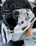 Jordan 4 lace-up sneaker street style look