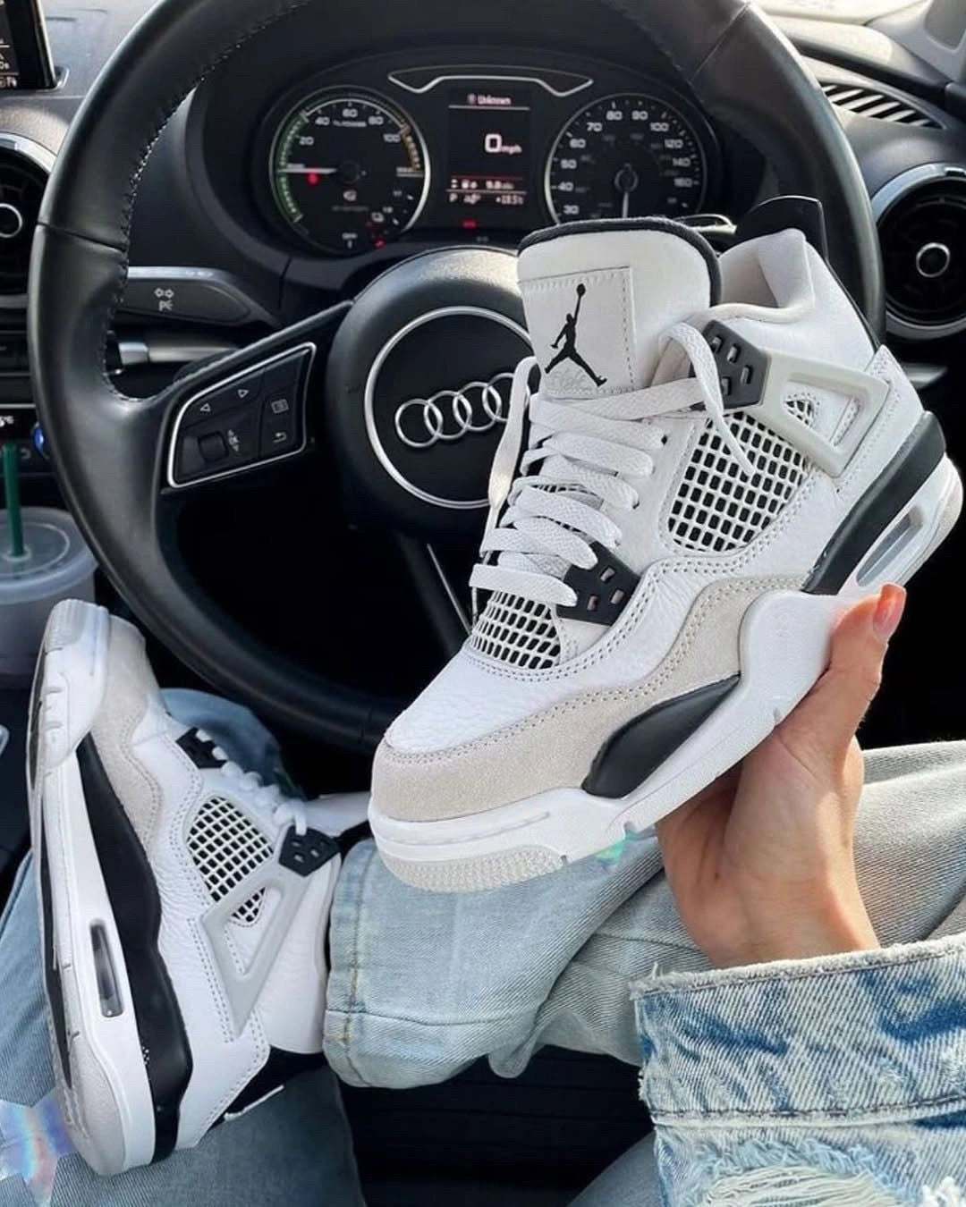 Jordan 4 lace-up sneaker street style look