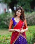 Unstitched Banarasi silk blouse for half saree