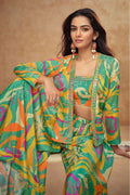 Elegant chinon silk top with matching palazzo free size