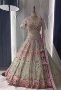 Lehenga for girls with 4-meter flared faux georgette and stone sequins embroidery