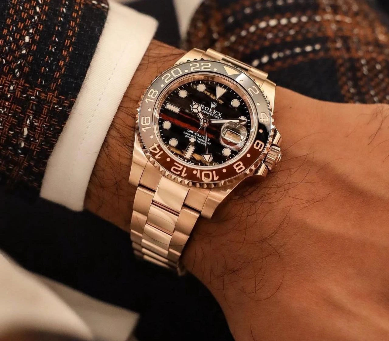 Stainless steel three link bracelet watch