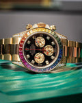 Rainbow bezel stainless steel watch
