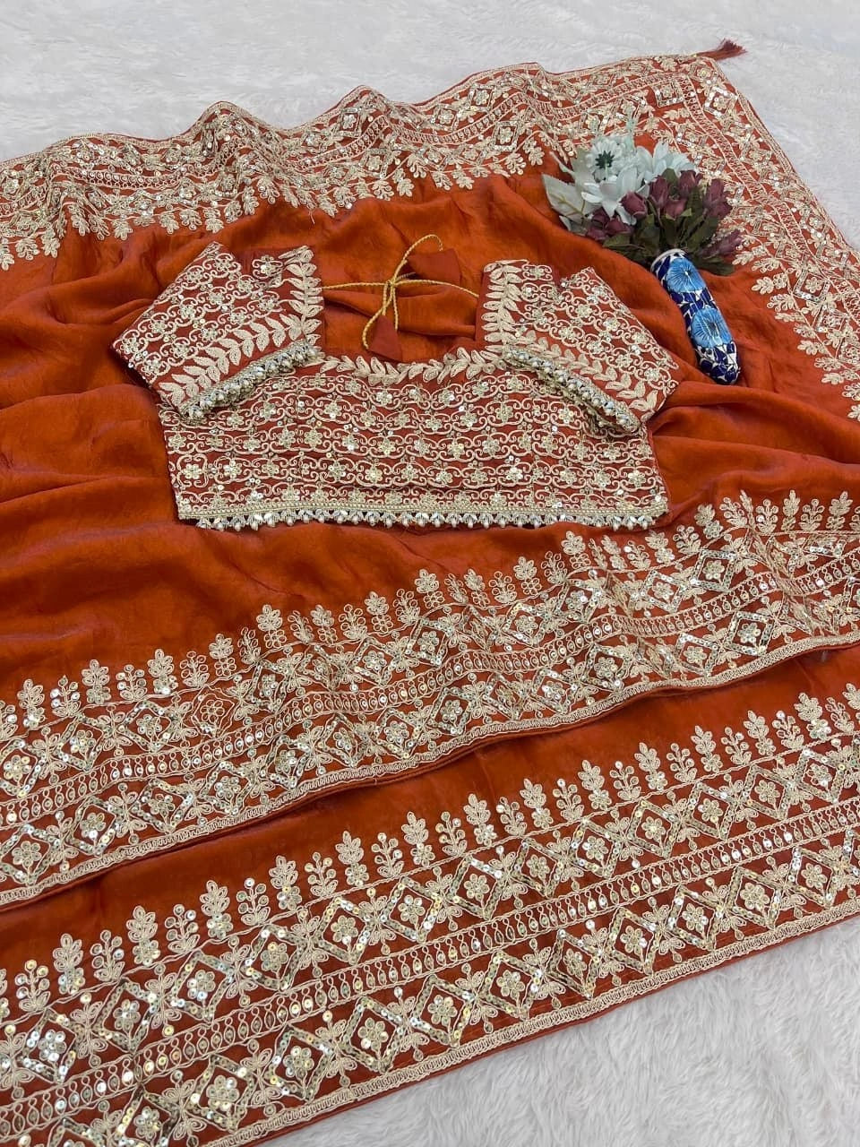 Heavy border designer satin saree