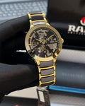 Men black and gold mechanical wrist watch
