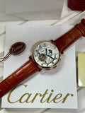 gold case men’s leather band watch