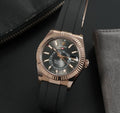 Automatic wrist watch with date display and silicone strap