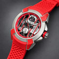 Open-heart skeleton-style analog wristwatch