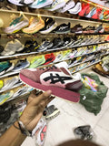 Maroon and white casual sneakers for men