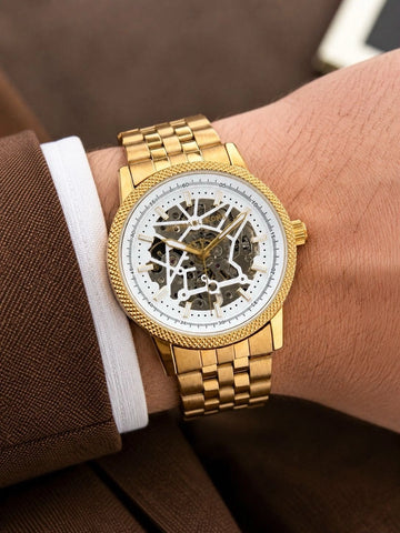 Michael Kors automatic skeleton watch with gold-tone stainless-steel bracelet