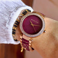 Michael Kors Parker MK6412 women's plum watch with rose gold-tone bracelet