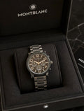 Black stainless steel Montblanc men's watch front view