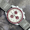 Space-themed wristwatch with tachymeter-style bezel.