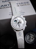 MoonSwatch-inspired watch with tachymeter-style bezel