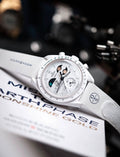 MoonSwatch Mission to the Moon style white chronograph watch for men