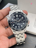 Omega Seamaster style black dial stainless steel watch for men