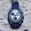 Side view of Omega x Swatch Super Blue watch
