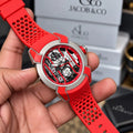 Men's watch with honeycomb-patterned orange strap