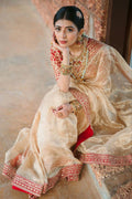 Embroidered saree with lace border and blouse piece