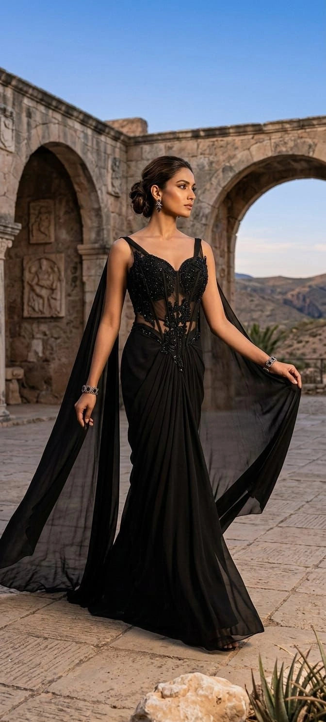 Party wear black lehenga for women