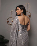 Sequin embroidered saree with Banglori blouse