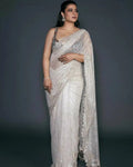 Heavy Quality Mono net fabric with beautiful 5mm sequence Saree & Multy Embroidery work & Cutwork Border in Saree - NextBuy