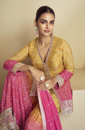 Haldi Wear Shaded Silk Bandhej Indian Fashion Stitched Gharara Suit NextBuy